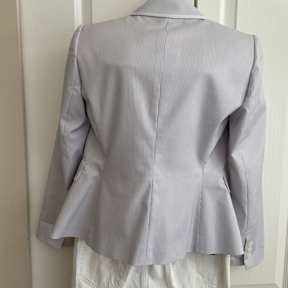 Tahari soft bluish grey striped cotton lined blazer - Picture 5 of 13